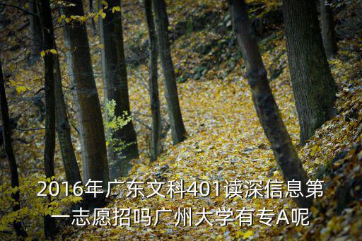 2016年廣東文科401讀深信息第一志愿招嗎廣州大學有專A呢