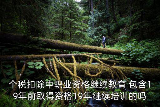 繼續教育專項扣除，個稅扣除中職業資格繼續教育 包含19年前取得資格19年繼續培訓的嗎