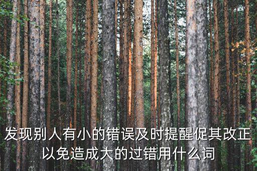 發現別人有小的錯誤及時提醒促其改正以免造成大的過錯用什么詞