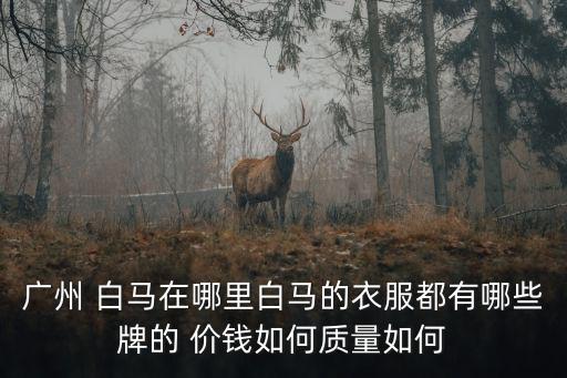 廣州 白馬在哪里白馬的衣服都有哪些牌的 價錢如何質量如何