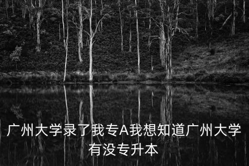 廣州大學(xué)錄了我專A我想知道廣州大學(xué)有沒專升本