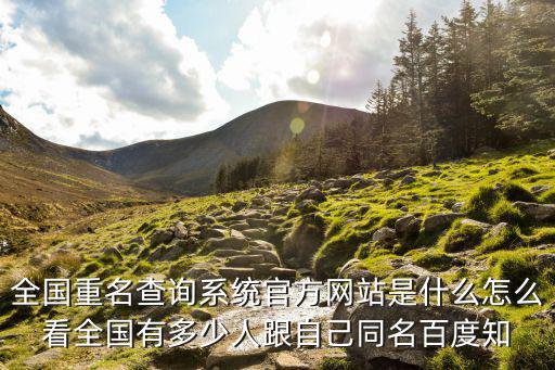 全國重名查詢系統官方網站是什么怎么看全國有多少人跟自己同名百度知