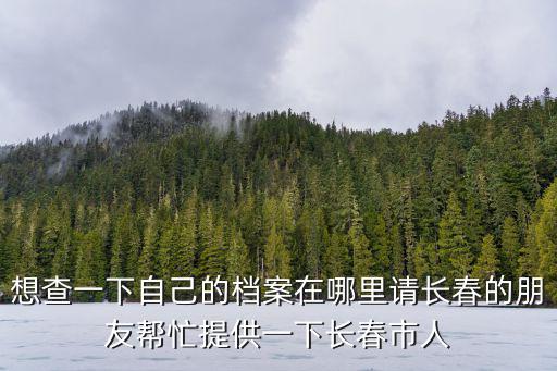 想查一下自己的檔案在哪里請長春的朋友幫忙提供一下長春市人