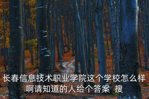 長春信息技術職業(yè)學院這個學校怎么樣啊請知道的人給個答案  搜