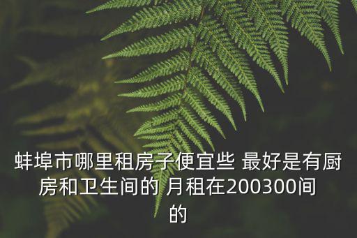 蚌埠市哪里租房子便宜些 最好是有廚房和衛(wèi)生間的 月租在200300間的