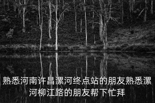 熟悉河南許昌漯河終點站的朋友熟悉漯河柳江路的朋友幫下忙拜
