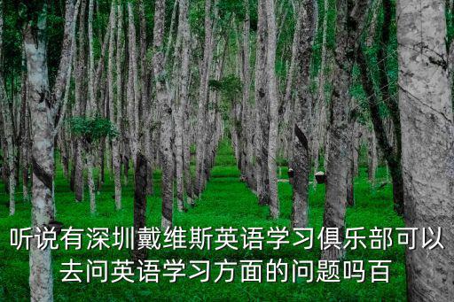 聽說有深圳戴維斯英語學習俱樂部可以去問英語學習方面的問題嗎百