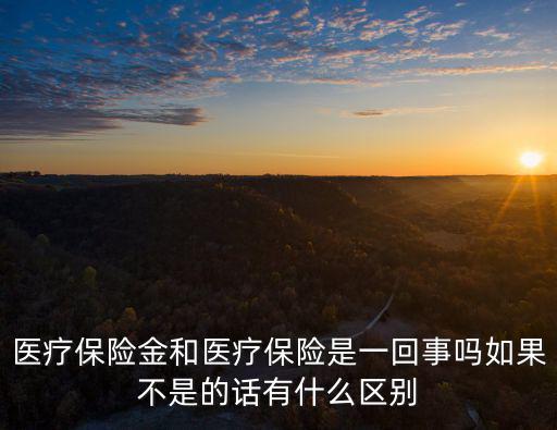 醫療保險金和醫療保險是一回事嗎如果不是的話有什么區別