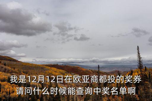 我是12月12日在歐亞商都投的獎券請問什么時候能查詢中獎名單啊