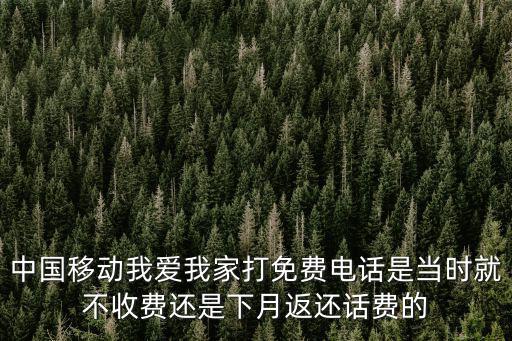 中國移動我愛我家打免費電話是當時就不收費還是下月返還話費的