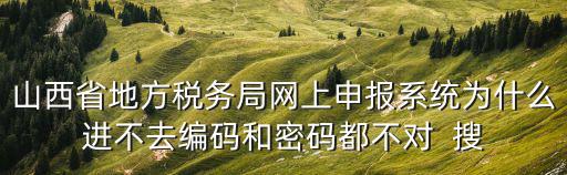 山西省地方稅務局網上申報系統為什么進不去編碼和密碼都不對  搜