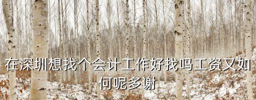 在深圳想找個會計工作好找嗎工資又如何呢多謝