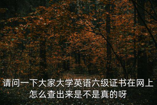 請(qǐng)問(wèn)一下大家大學(xué)英語(yǔ)六級(jí)證書在網(wǎng)上怎么查出來(lái)是不是真的呀