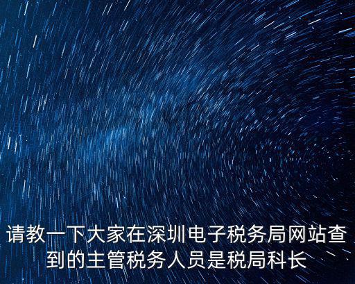 請教一下大家在深圳電子稅務局網站查到的主管稅務人員是稅局科長