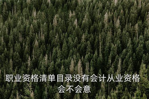 職業資格清單目錄沒有會計從業資格 會不會意