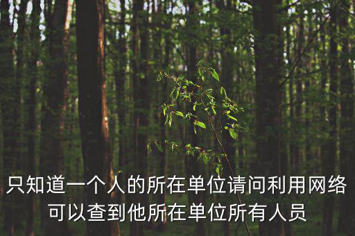 只知道一個人的所在單位請問利用網絡可以查到他所在單位所有人員