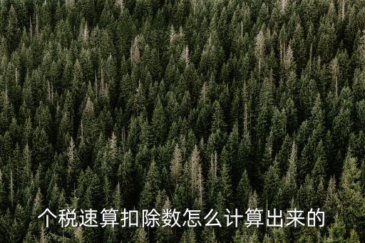 個稅速算扣除數怎么計算出來的
