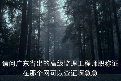 請問廣東省出的高級監理工程師職稱證在那個網可以查證啊急急