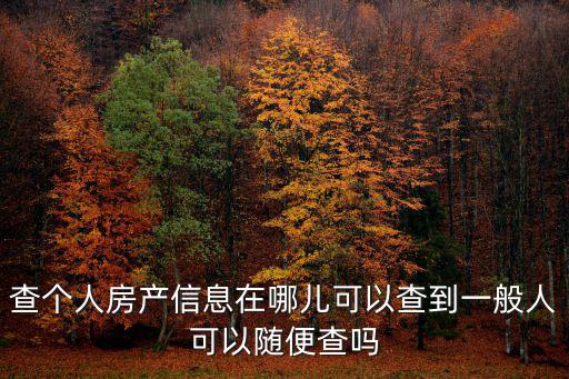 查個人房產信息在哪兒可以查到一般人可以隨便查嗎