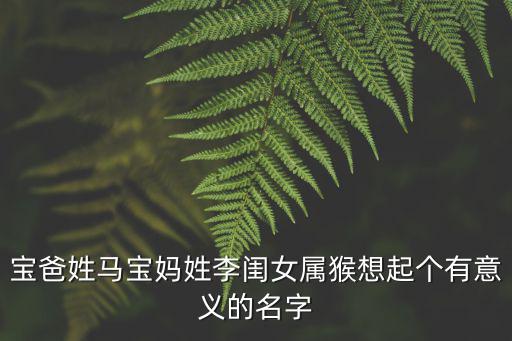 寶爸姓馬寶媽姓李閨女屬猴想起個有意義的名字