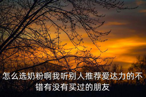 怎么選奶粉啊我聽別人推薦愛達力的不錯有沒有買過的朋友