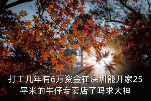 打工幾年有6萬(wàn)資金在深圳能開家25平米的牛仔專賣店了嗎求大神