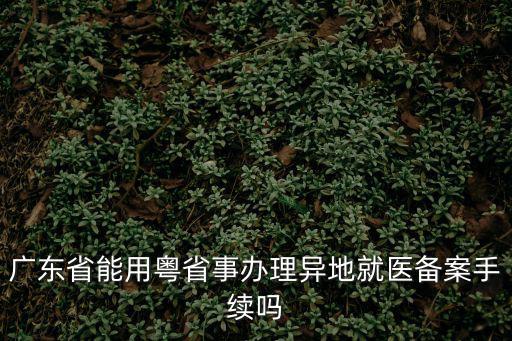 廣東粵省事，廣東省能用粵省事辦理異地就醫備案手續嗎