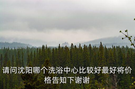 請問沈陽哪個洗浴中心比較好最好將價格告知下謝謝