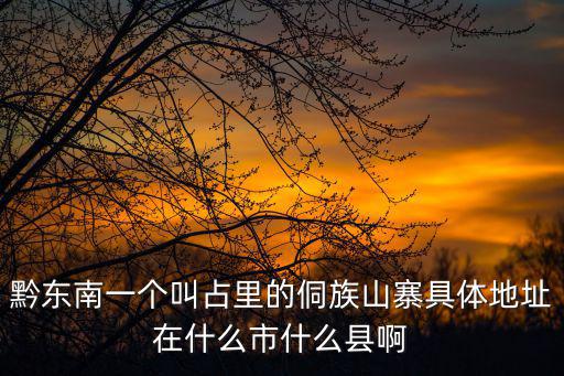 黔東南一個叫占里的侗族山寨具體地址在什么市什么縣啊