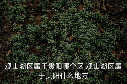 觀山湖區屬于貴陽哪個區 觀山湖區屬于貴陽什么地方