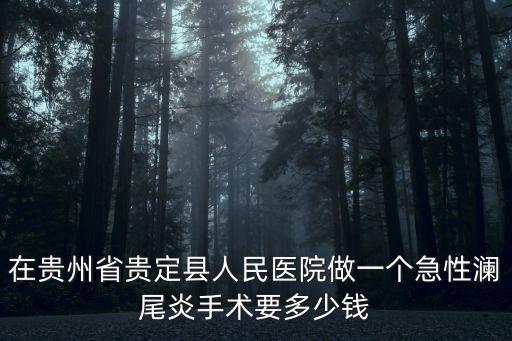 貴定縣人民醫院，貴定醫治女性子宮內膜癌去哪家醫院好呢