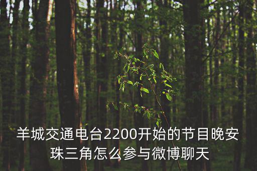 羊城交通電臺2200開始的節目晚安 珠三角怎么參與微博聊天