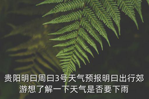 貴陽明曰周曰3號天氣預報明曰出行郊游想了解一下天氣是否要下雨