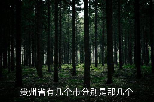 貴州省有幾個市分別是那幾個