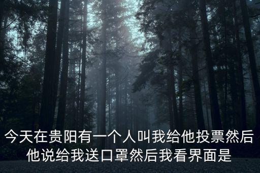 今天在貴陽有一個人叫我給他投票然后他說給我送口罩然后我看界面是