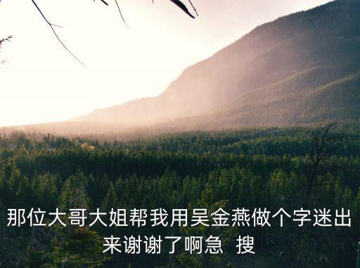 那位大哥大姐幫我用吳金燕做個字迷出來謝謝了啊急  搜