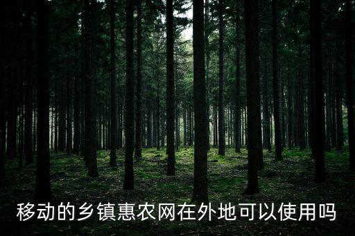 惠農區公眾網，移動的鄉鎮惠農網在外地可以使用嗎
