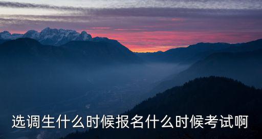 選調生什么時候報名什么時候考試啊