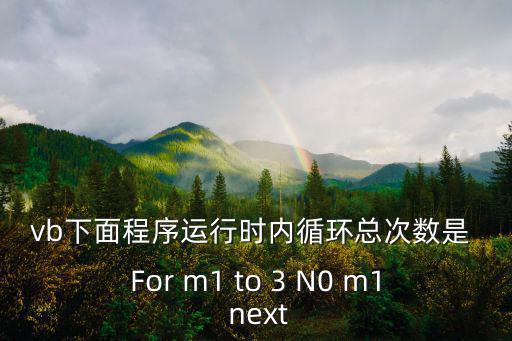 vb下面程序運行時內循環總次數是 For m1 to 3 N0 m1 next
