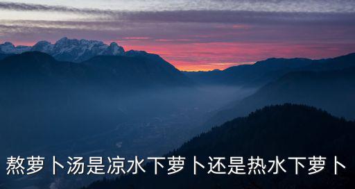 熬蘿卜湯是涼水下蘿卜還是熱水下蘿卜