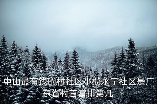 中山最有錢的村社區小欖永寧社區是廣東省村首富排第幾