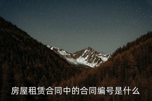 房屋租賃合同編號，房屋租賃合同中的合同編號是什么