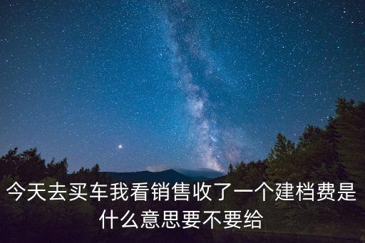 今天去買車我看銷售收了一個建檔費是什么意思要不要給