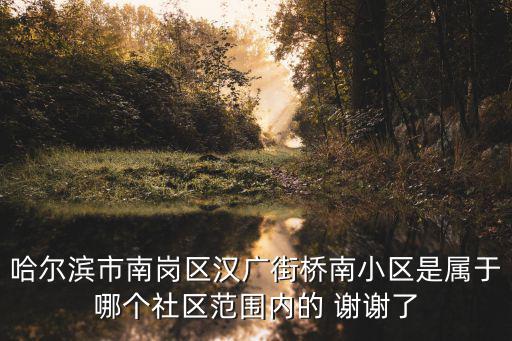 哈爾濱市南崗區漢廣街橋南小區是屬于哪個社區范圍內的 謝謝了