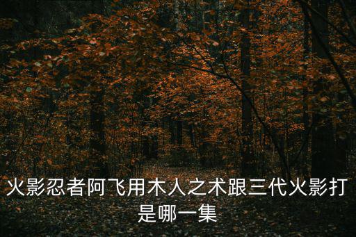 木人之術，火影忍者阿飛用木人之術跟三代火影打是哪一集