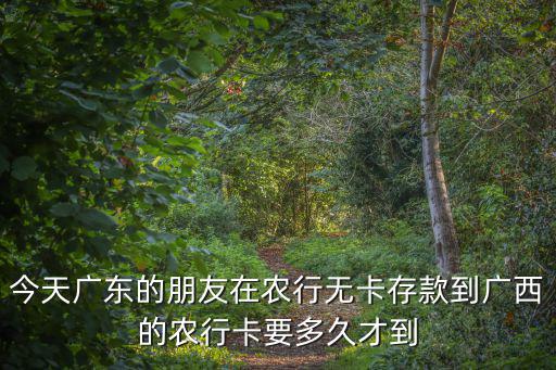 廣東才匯網，今天廣東的朋友在農行無卡存款到廣西的農行卡要多久才到