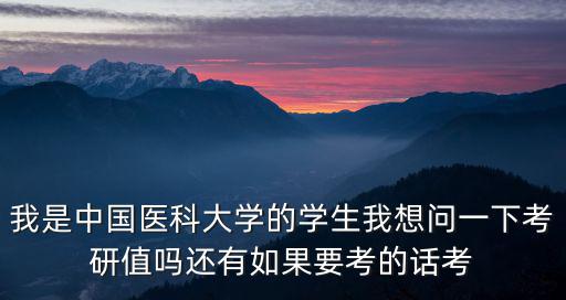 我是中國醫科大學的學生我想問一下考研值嗎還有如果要考的話考