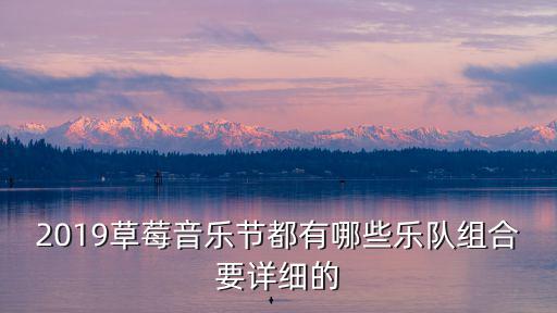 2019草莓音樂節都有哪些樂隊組合要詳細的