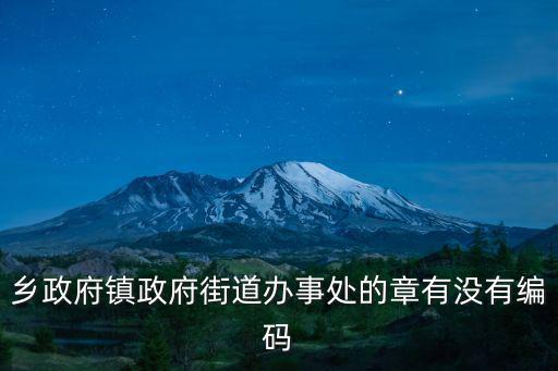 鄉政府鎮政府街道辦事處的章有沒有編碼