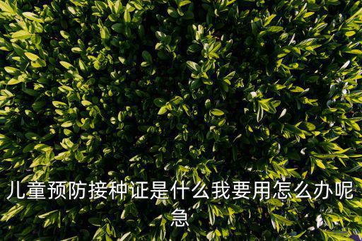 兒童預防接種證是什么我要用怎么辦呢急